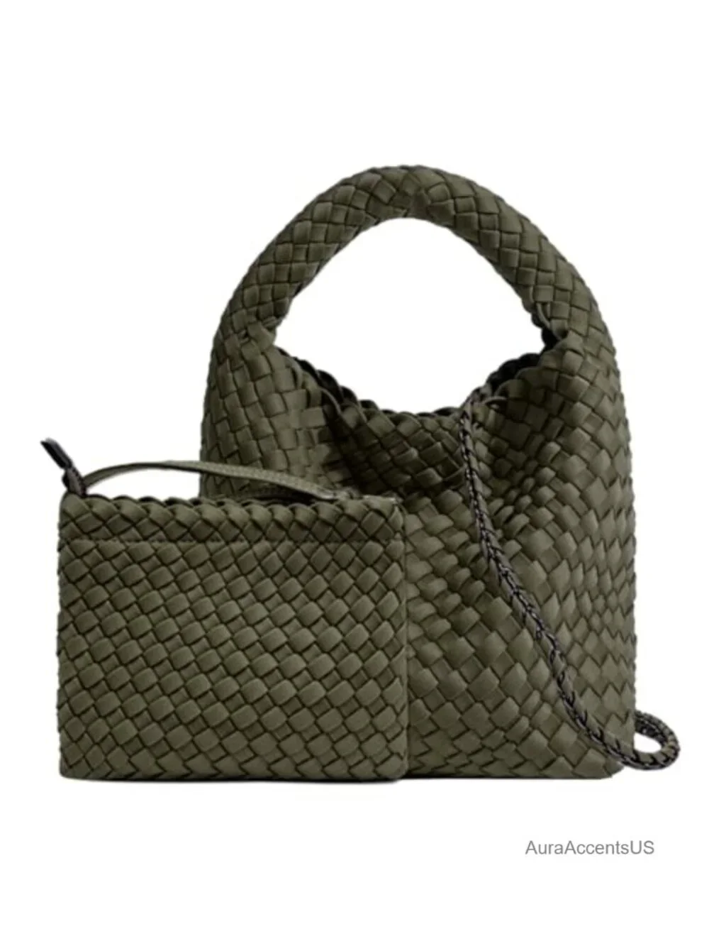 Handwoven Neoprene Tote Bag Crossbody Shoulder Bucket Purse